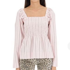 Ganni Long Sleeve Pleated Top Size size 44/XXL runs small NWT  $243